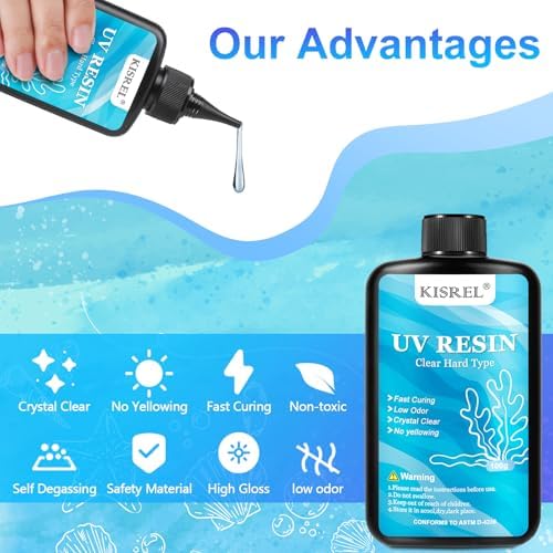KISREL 400g UV Resin Kit with Light and Molds - Super Clear Low Odor Hard UV Glue, Complete Resina Starter Supplies for Bulk DIY Jewelry Making, Crafts, Keychain