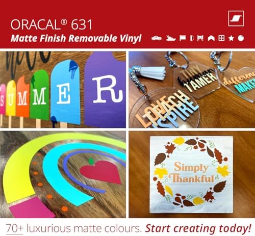 ORACAL 631 Matte Ice Blue Vinyl Durable Roll Easy to Weed Permanent Adhesive Craft Vinyl for Plotting Machines, Decals & DIY Projects 12” x 15ft + Transfer Tape 12" x 24"