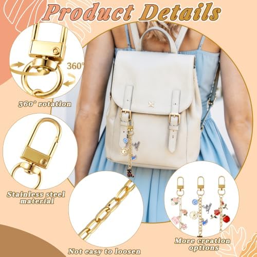 Wurosi 32 Sets Keychain Making Kit for Bag Charm with Package,Gold