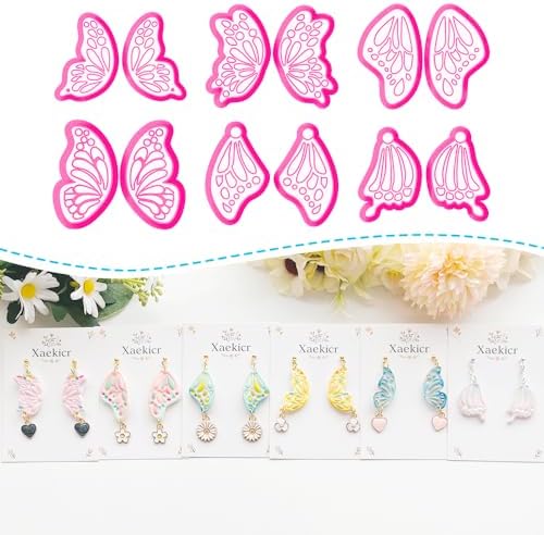 12 Pairs Butterfly Wing Polymer Clay Cutters - Detailed Texture Jewelry Making Tools for Earrings & DIY Crafts, Soft Clay Shaping Molds
