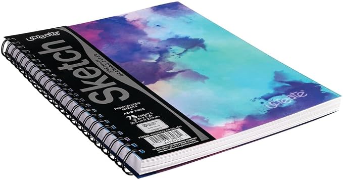 UCreate Fashion Poly Sketch Book, Watercolor Splash, 9" x 12", 1 Count | Perfect for painting, art lessons, crafts and creative projects