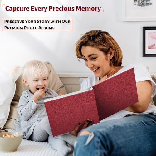 Artfeel Photo Album Self Adhesive Scrapbook,60 Pages Large Photo Book for 4x6,5x7,8x10 Pictures,DIY Album for Baby Wedding Family Travel Birthday,with Metallic Pen and Scraper