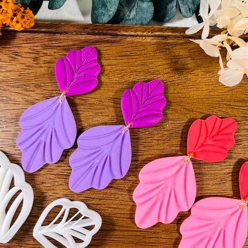 Xaekicr Polymer Clay Cutters Leaf & Feather Shapes – 2 Sizes Clay Earring Cutters for Polymer Clay Jewelry, Molds and Tools for DIY Dangle Earrings