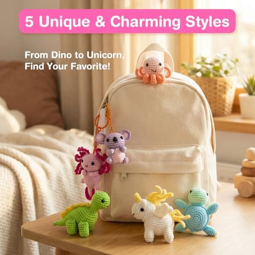 Avenir Crochet Kit for Beginners, Salamander Animal Keychain Craft Set