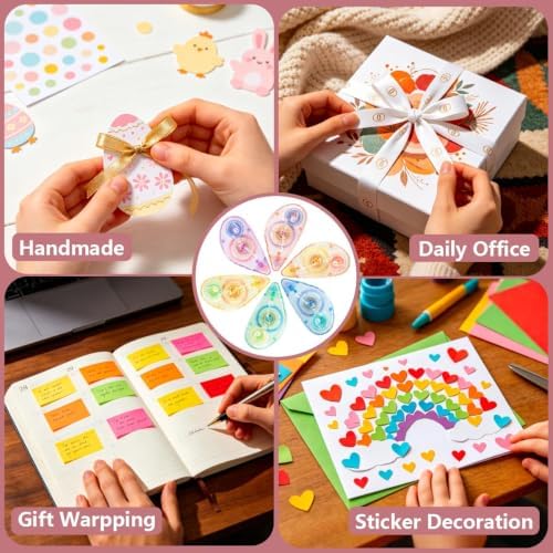 12 Pack Scrapbooking Tape Glue Tape Adhesive Dots Tape | Double Sided Tape Dispenser Runner for Crafts and Arts Projects (6 Color)