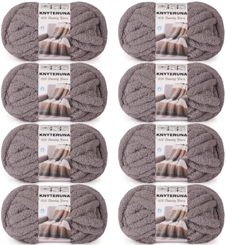 Chunky Yarn for Hand Knitting, #10 Chunky Blanket Chenille Yarn, Large Bulky Thick Jumbo Yarn, Super Chunky Knit Yarn for Crocheting, 8 Skein (8 oz 22 yds Each Skein), Sand
