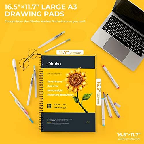 Ohuhu 16.5"x11" Marker Paper Pad Art Sketchbook for Drawing and Sketching