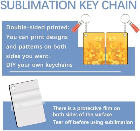 240Pcs Sublimation Keychain Blanks Double Sides 80 MDF Sublimation Keychains Blank with 160 Rings and Clips