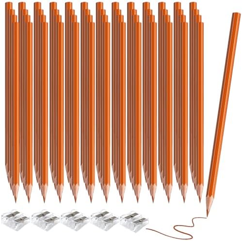 60 Pack Bulk Orange Colored Pencils for Kids, Pre-sharpened Art Pencils Back to School Supplies Set, Drawing Sketching Pencils for Students, Teachers, Classroom