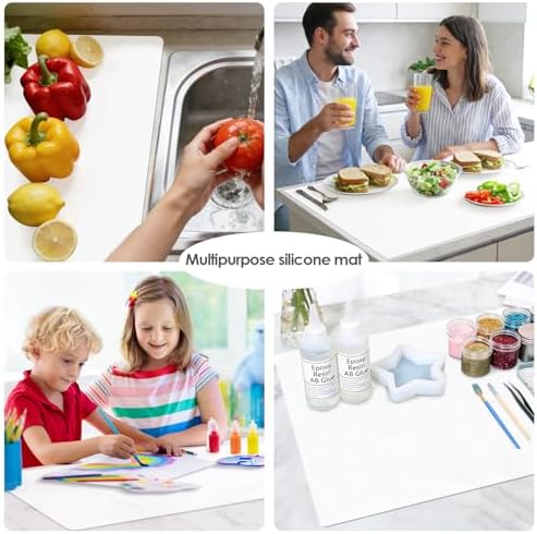 Extra Large Silicone Mat for Kitchen Counter 36" x 24" Silicone Table Mat for Resin Workbench Mat Heat Resistant Mat Coffee Bar Mat,Translucent