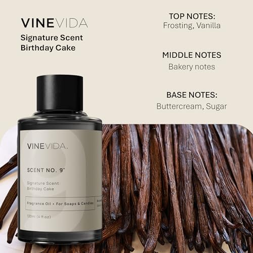 VINEVIDA [4oz] Birthday Cake Fragrance Oil for Candle Making and Soap Making - Premium Candle Scents for Soy Candles