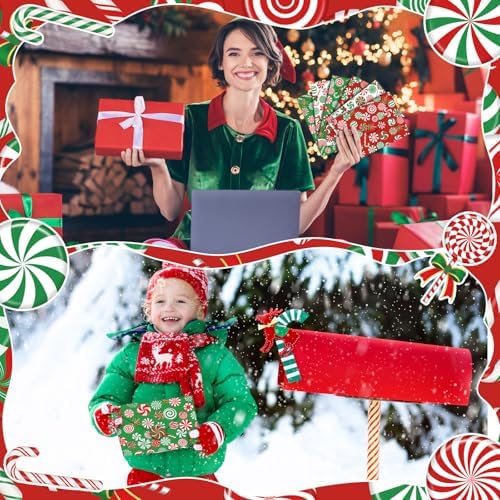 TaoBary 160 Pcs Christmas Candy Stationery Paper and Envelopes Set