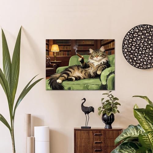 WULINHUAFA Cat Paint by Numbers Adults Beginner 16x20 Inch | Cat Adult Paint by Number Kits, DIY Acrylic Oil Easy Painting by Numbers for Gifts Home Wall Decor Without Frame