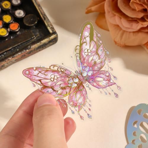 4 Sets 200 Pcs Stickers for Scrapbooking,3D Butterfly Self-Adhesive Scrapbook Stickers Supplies Journal,Vintage Aesthetic Sticker Art Diary Card Craft Gifts Planner Notebook