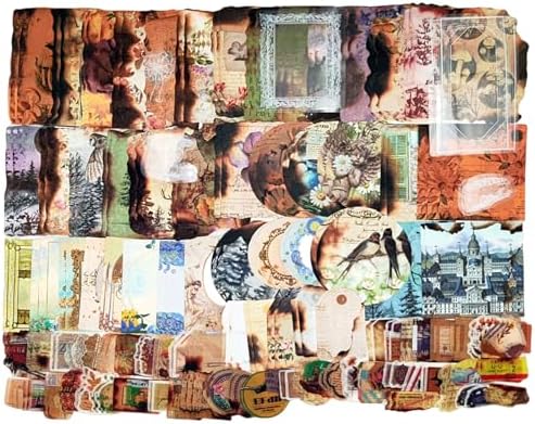 200PCS Vintage Scrapbooking Supplies Pack for Junk Journal Planners Decoupage Paper Scrapbook Stickers Aesthetic Cottagecore Collage Craft Album (Dappled Marks)