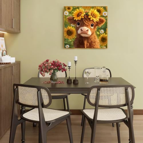 2 Pack Highland Cow Paint by Numbers Kit for Adults Framed Easel 10x10 inch | Highland Cow Adult Paint by Numbers, Paint by Number with Frame with Painting Brushes for Wall Decor DIY Acrylic Oil Painting
