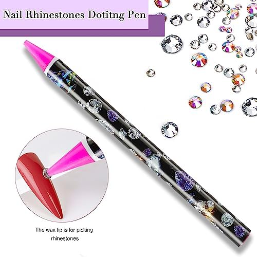 Canvalite Rhinestones 2784PCS in 6 Sizes Flat Back Gems, Crystal AB Art Gems with 5Pcs Jewelry Glue, Pick Up Tweezers and Picker Dotting Pen for Nails, Makeup, Stocking Stuffers Gifts for Women