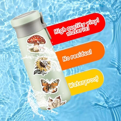 50Pcs Vintage Stickers,Waterproof Vinyl Aesthetic Decorative Sticker Scrapbooking Supplies for Adult Card Making Letters Planner Journaling Junk Journal DIY Water Bottles Cards Art Craft.Butterfly