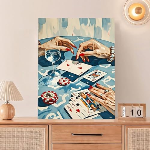 Blue Retro Poker Diamond Art Kits for Adults Diamond Painting Kits