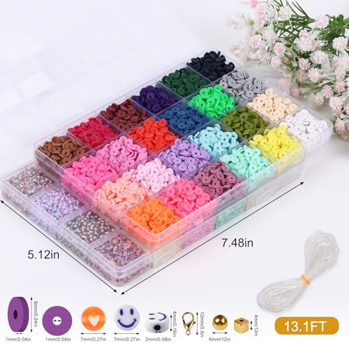 XSEINO 10000PCS Clay Beads Bracelet Making Kit,46Colors