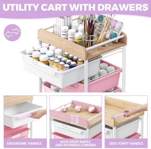 SYKIARIOL Rolling Storage Utility Cart with 5 Drawers,Purple