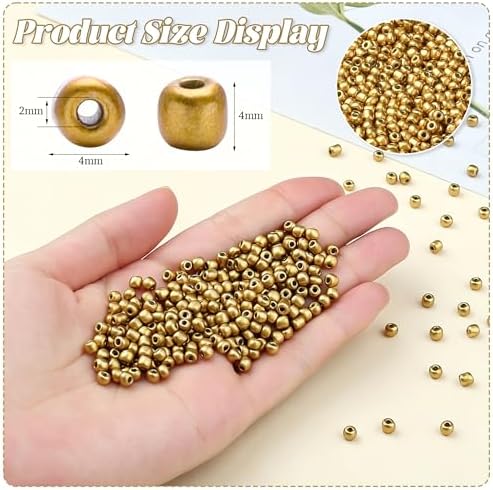 ZHIYUXI 3000Pcs 4mm Gold Glass Seed Beads for Jewelry Making