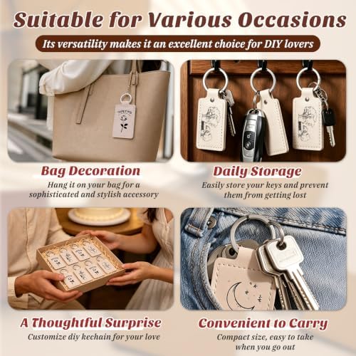10 Pcs Leather Key Fob, Rectangular Laser Engraving Blanks Keychain Blanks