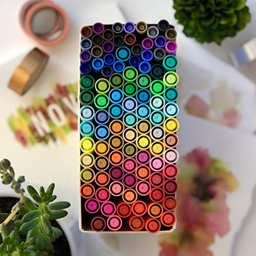 Primrosia 100 Dual Tip Marker Pens, Fineliner and Watercolor Brush Pens for Art Sketching Illustration Calligraphy or Journals Drawing Coloring (Christmas House)