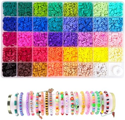 4000+ Clay Beads Bracelet Making Kit,39 Colors, Polymer Clay with Charms for Jewelry Making, Crafts Gifts for Girls Ages 6-12