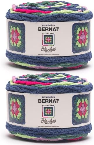 Bernat All in One Blanket Granny Soft Crochet Yarn, Flower Garden, 2-Pack
