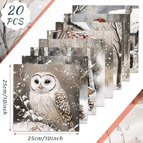 HunnmingRe 20 Pcs 10''x10'' Beige Winter/Christmas Quilting Fabric Squares