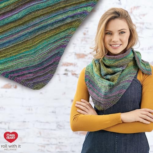 Red Heart Roll with It Melange Yarn for Crocheting, Curtain Call, 3-Pack