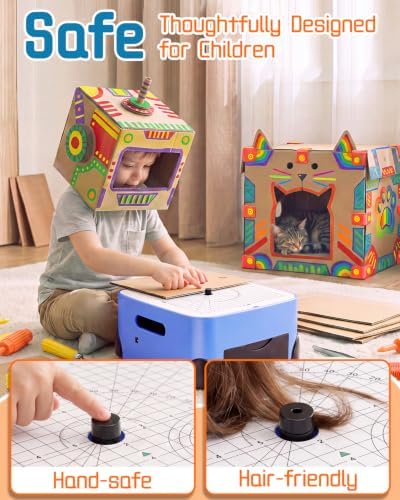 Safe DIY Cardboard Cutter Kit for Kids, Educational Craft Toy for Creativity Projects, 3D Models, for Boys and Girls Ages 6+
