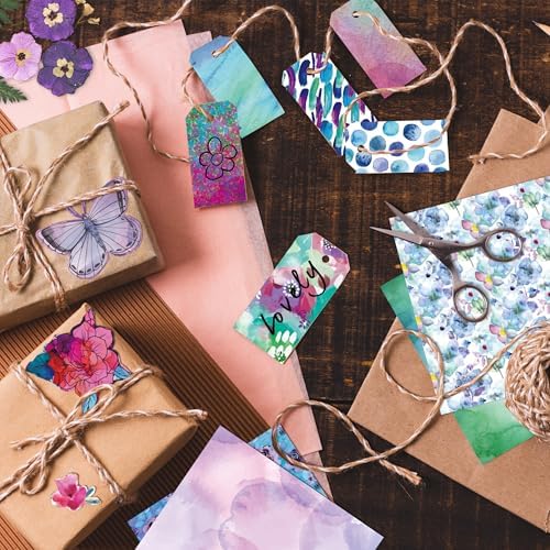 48 Sheets 6x6.5 Cardstock Paper Pad - Watercolor Flora - Pearl Textured UV Printed - Half Double Sided 200gsm Heavyweight for Card Making Origami Journaling Scrapbooking Supplies