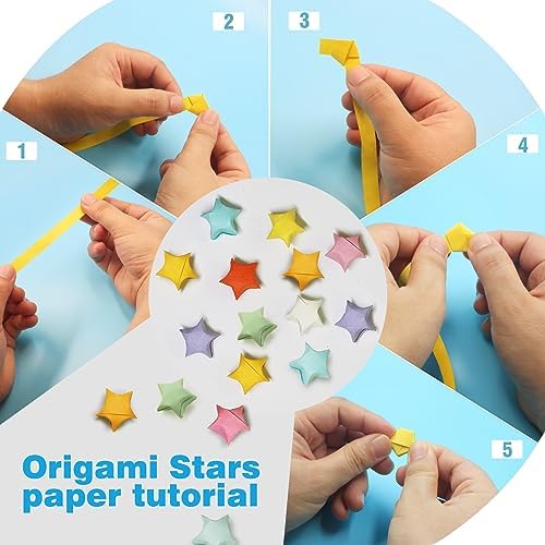 FoDau770 Solid Color Star Paper Strips - 1080 Sheet, 10 Colors