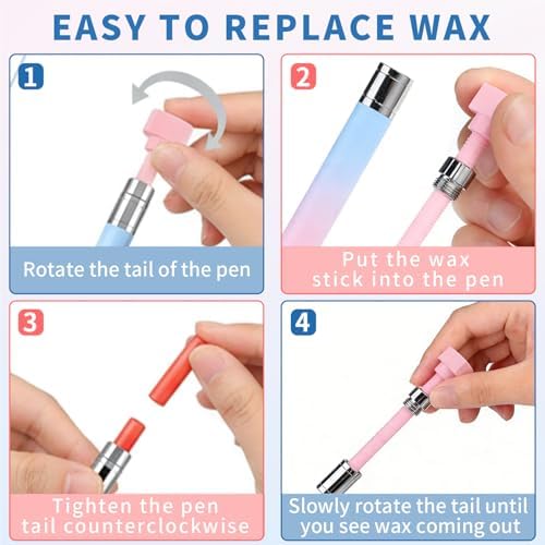 Diamond Painting Tools Self-Stick Drill Pens, Automatic Refillable Wax Pen Specialty Design with 6 Wax Replacement Diamonds Accessories for 5D DIY Painting Crafts Cross-Stitch