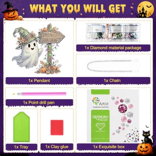 Ghost Diamond Art Hanging Kit for Adult, Diamond Art Painting 8x8inch