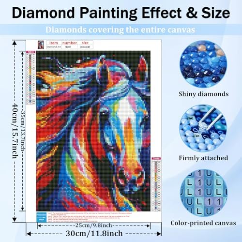 XTCIXAL Diamond Art Kits for Adults, Horse Diamond Painting - 12x16 Inch