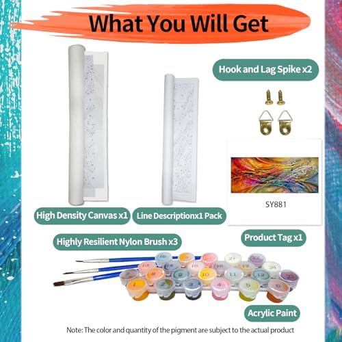 YALKIN Paint by Number for Adult Kits, DIY Abstract Oil Acrylic Painting Kits for Adults Beginners on Canvas for Home Wall Decor Gifts 40x90CM/15.8x35.4in (No Frame)