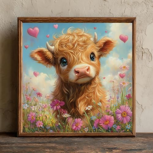 CRZMODE Highland Cow Paint by Numbers Kit for Adults, Cow Paint by Numbers for Adults, Acrylic Painting Crafts for Home Decor Gift (16x16inch)