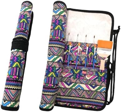 Funny live Paint Brush Holder Art Supplies, Artist Brush Holder & Storage Organizer Roll-Up Case Bag, Protect Acrylic Oil Watercolor Paintbrushes (Bohemian 20 Slot Pockets)