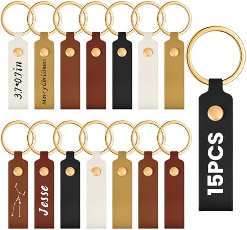 Wavyknot 100 Pcs Leather Keychain Blanks, 3.7 x 0.7 Inches, Colorful