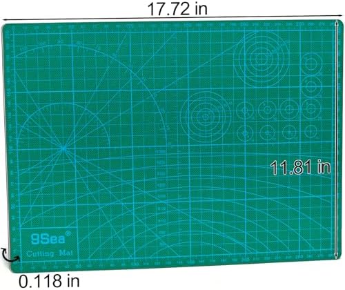 Self Healing Cutting Mat with Grid for Handmade Paper Cutting, Leather Crafts, Carving, Desktop Protectors 5-Ply Quilting Board A3-45x30x0.3cm(18 x12 x 0.118in Green)
