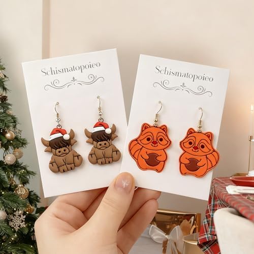 9 Pack Christmas Polymer Clay Cutters - Honey Jar/Bee/Bear/Dog Paw/Cow/Raccoon, Ideal Polymer Clay Molds & Polymer Clay Earring Cutters for Christmas Jewelry Making Easter Gifts