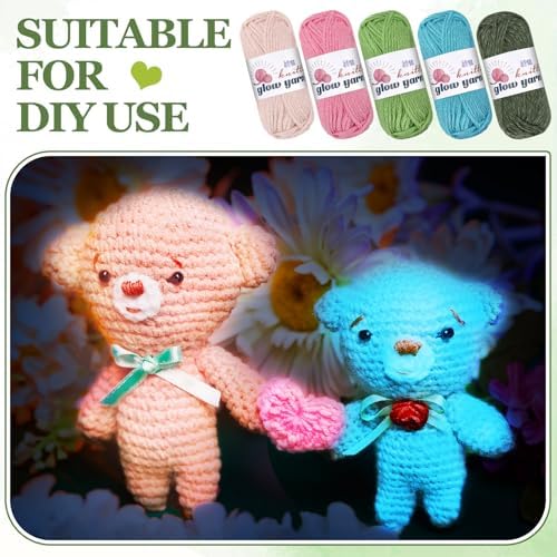 WILLBOND 5 Rolls Glow in The Dark Yarn for Crocheting, Gorgeous
