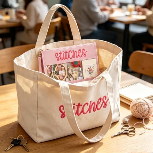 RF REENFAYA Clear Zipper Project Pouch for Needlepoint & Embroidery