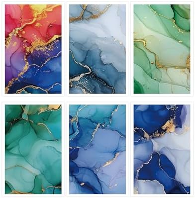 Puocaon Abstract Clay Transfer Paper - 18 Pcs Colorful Marble Art Design Transfer Sheets for Polymer Clay Colorful Earrings Design Jewelry Making
