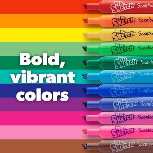 Mr. Sketch Scented Markers, Chisel Tip, Assorted Colors, 12 Count - Fun for Kids, Coloring, Spark Creativity, Arts & Crafts