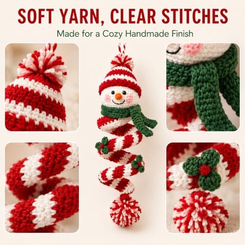 Crochet Snowman Spiral Ornament DIY Kit, Christmas Craft for Adults