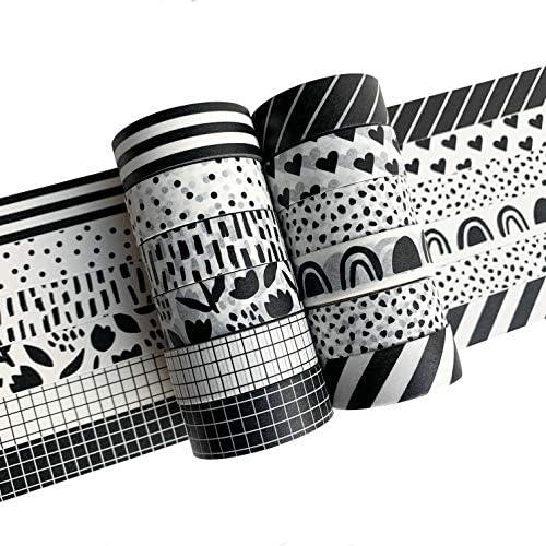12 Rolls Washi Tape Set for Journaling, Scrapbooking & Decorative Crafts
